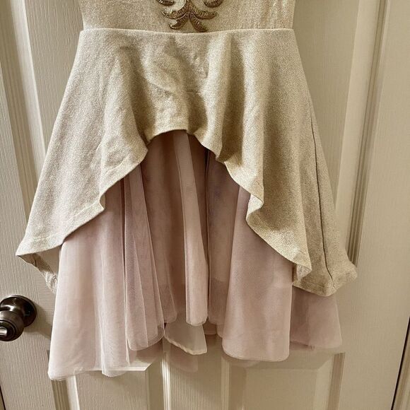 Joyfolie Roselyn Petticoat Dress in Gold Tulle Hi-Low Mia Joy Girls Size 5 - Picture 4 of 15